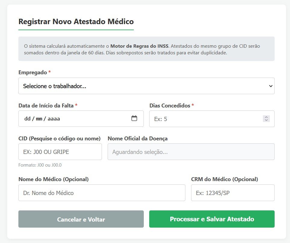 Tela de Lançamento de Atestados